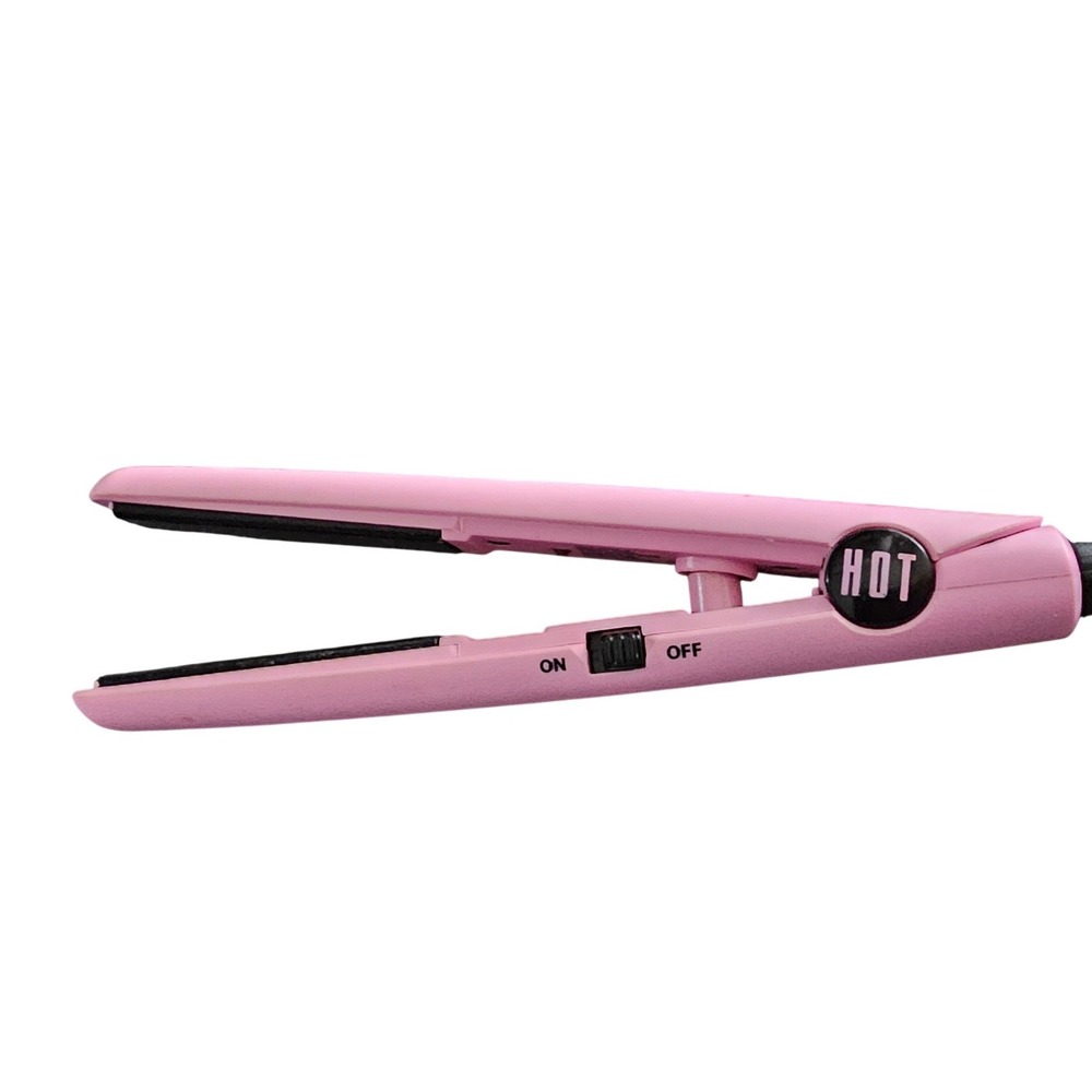 Hot Tools Mini Flat Iron Pink Travel Size Ceramic Hair Straightener Short Hair